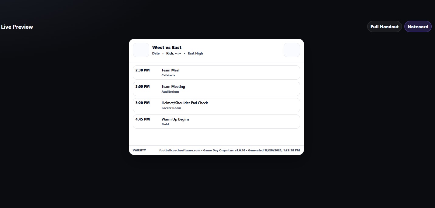 Game Day Organizer screenshot