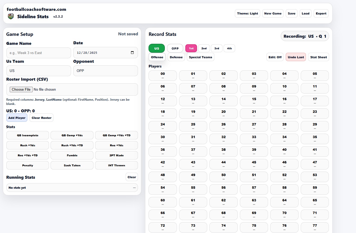Sideline Stats screenshot